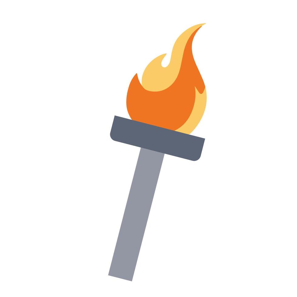 Torch with flame in flat style. Hand drawn art. vector