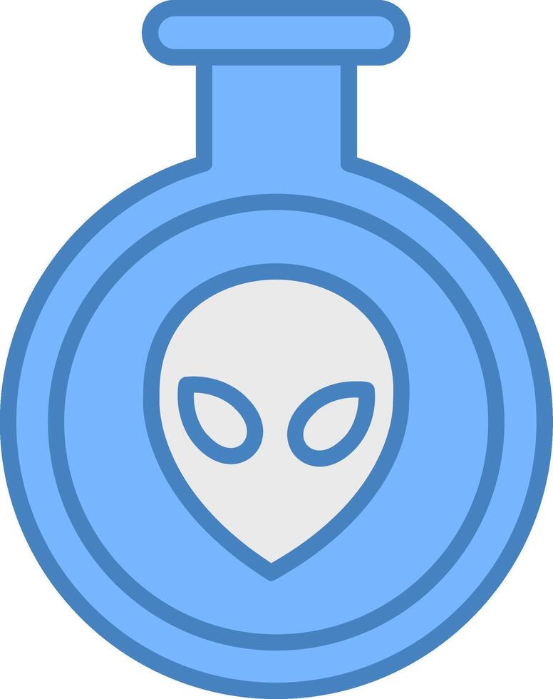 Aliens Line Filled Blue Icon vector
