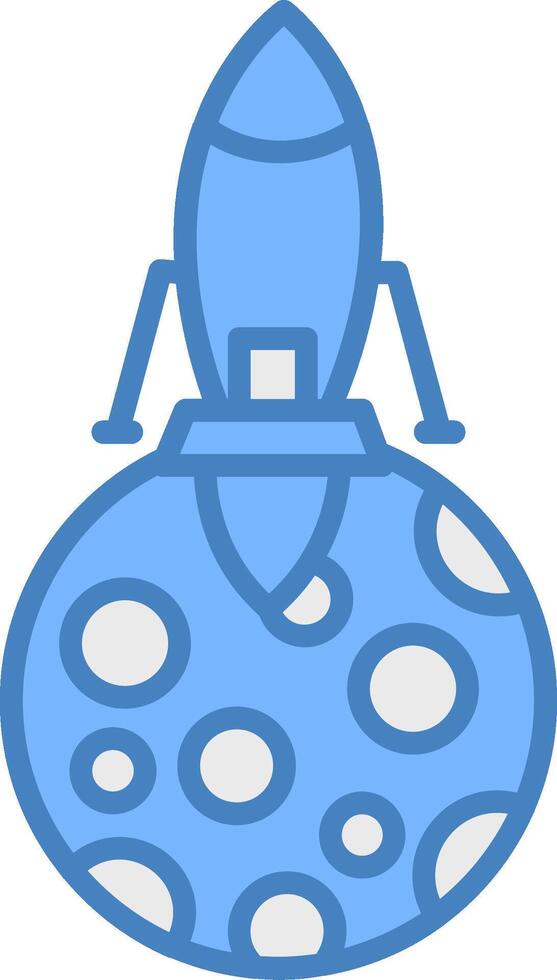 Moon Landing Line Filled Blue Icon vector