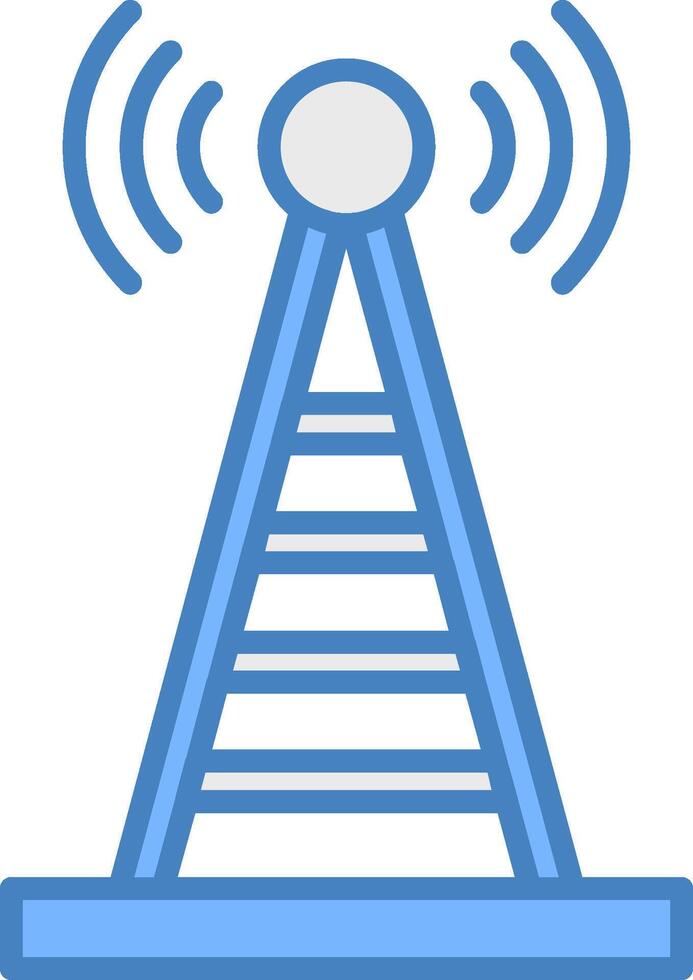 Radio Tower Line Filled Blue Icon vector