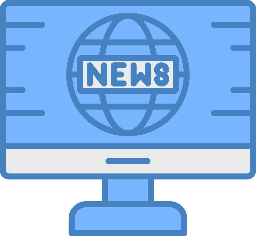 News Feed Line Filled Blue Icon vector