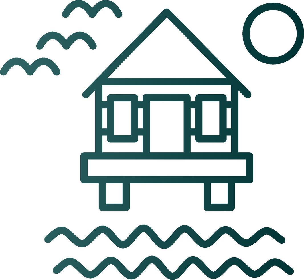 Beach Villa Line Gradient Icon vector