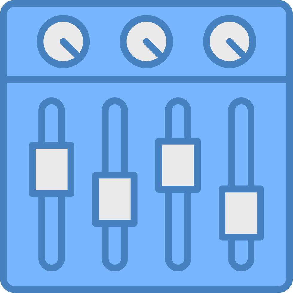 Sound Mixer Line Filled Blue Icon vector