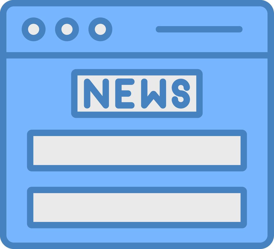 News Feed Line Filled Blue Icon vector