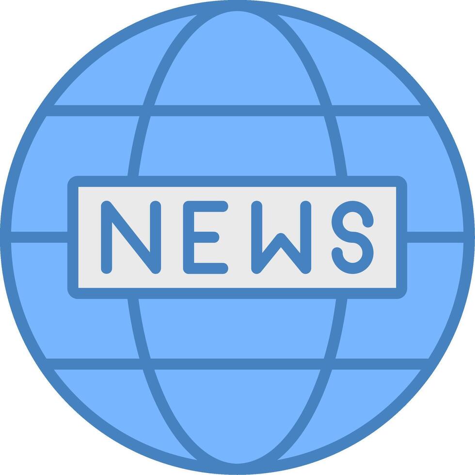 World News Line Filled Blue Icon vector