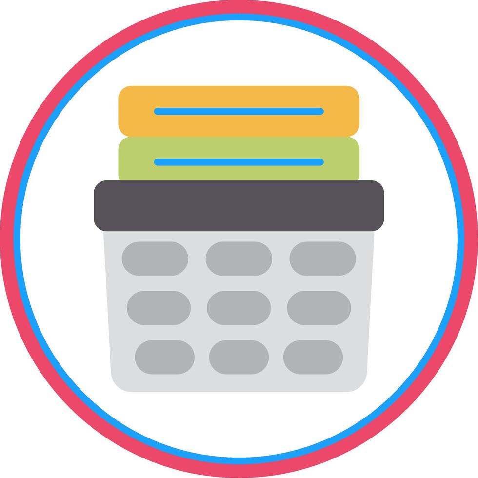 Laundry Basket Flat Circle Icon vector