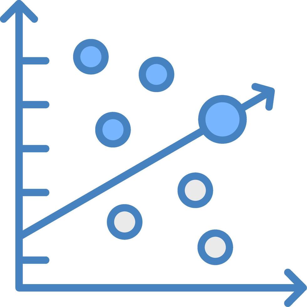 Scatter Graph Line Filled Blue Icon vector