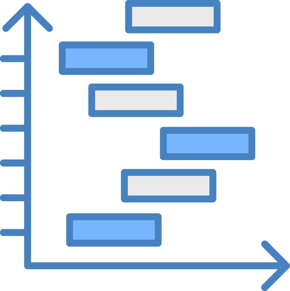 Gnatt Chart Line Filled Blue Icon vector