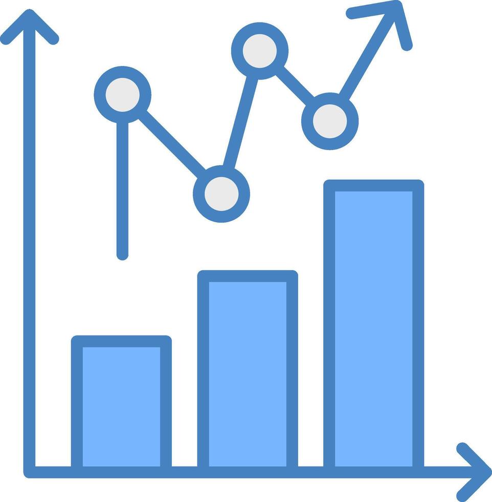 Statistical Chart Line Filled Blue Icon vector