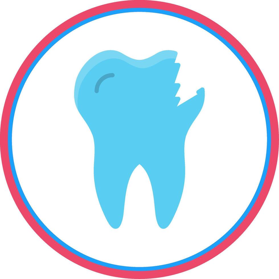 Broken Tooth Flat Circle Icon vector
