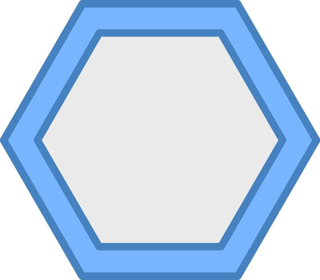 Hexagon Line Filled Blue Icon vector