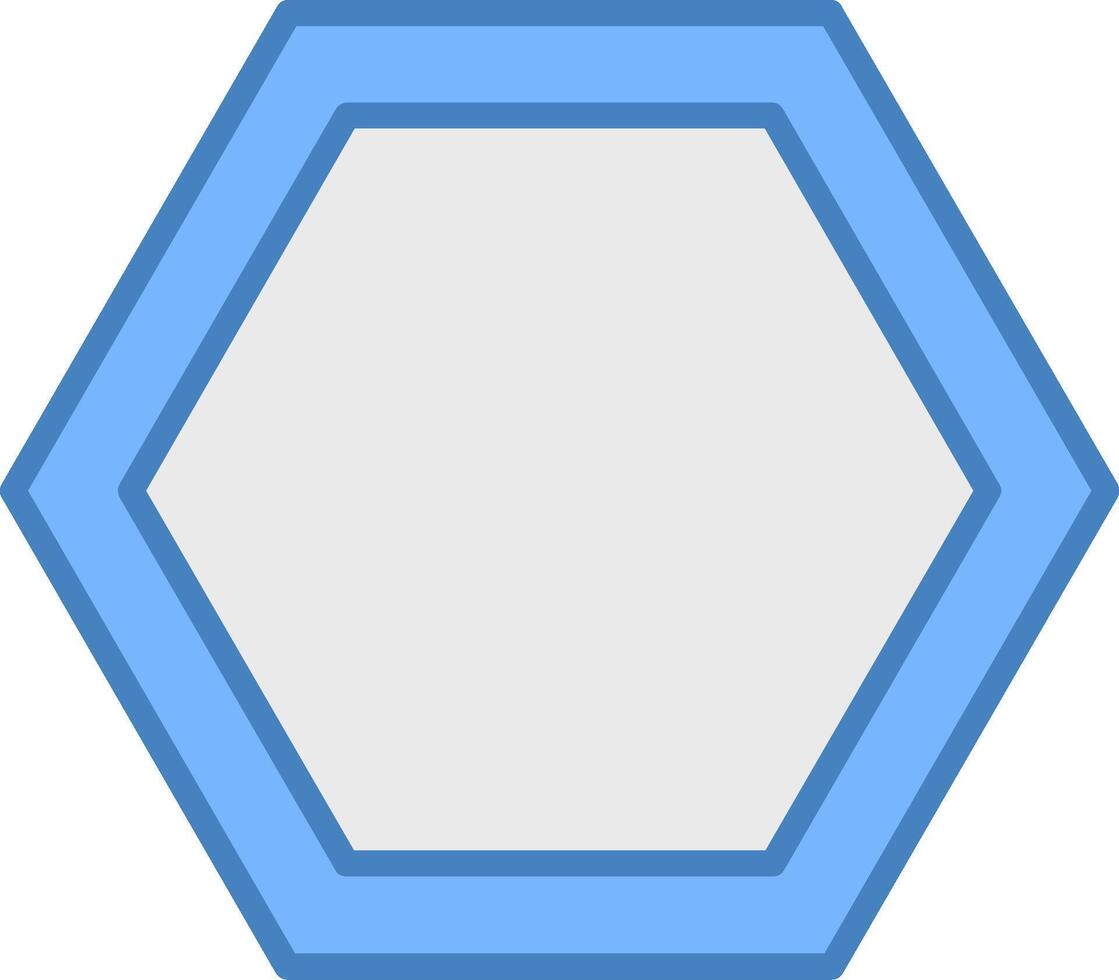 Hexagon Line Filled Blue Icon vector