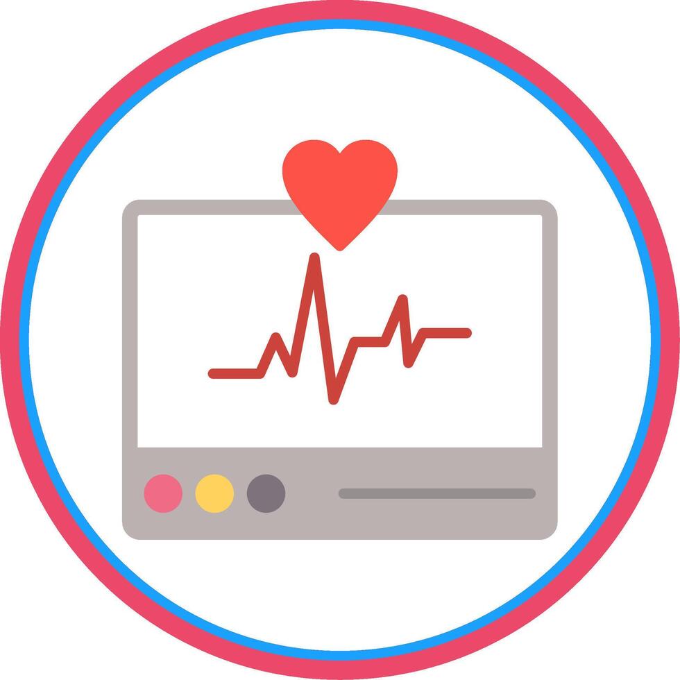 ECG Monitor Flat Circle Icon vector