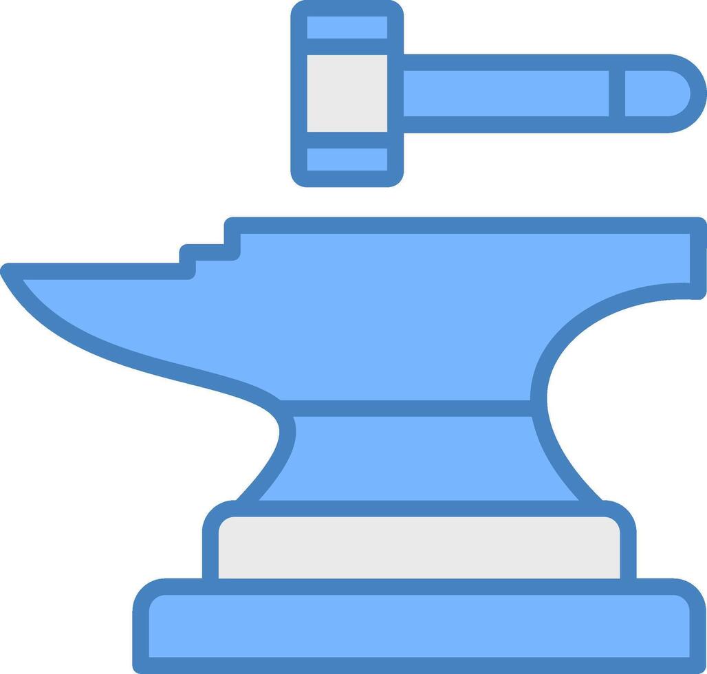 Anvil Line Filled Blue Icon vector