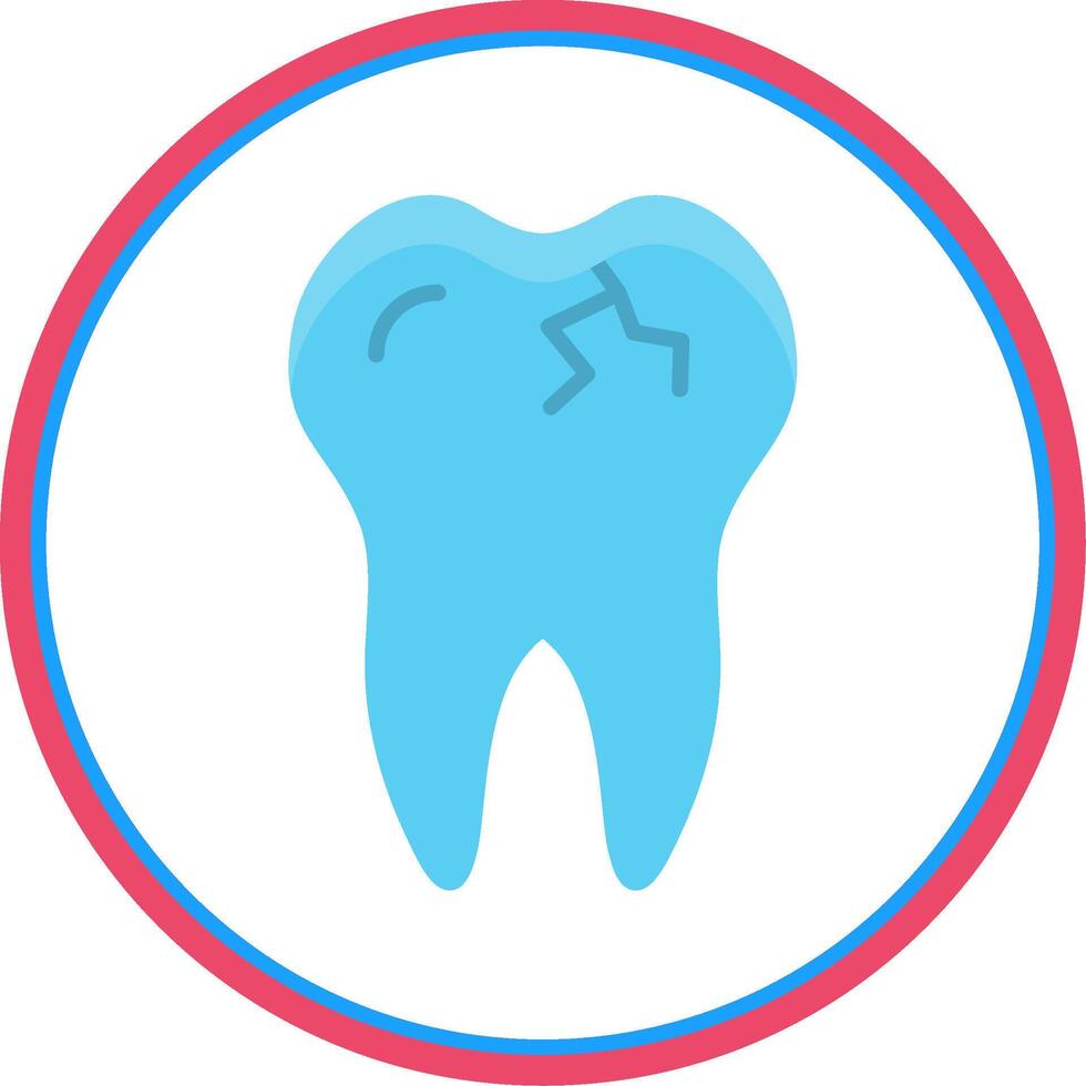 Broken Tooth Flat Circle Icon vector