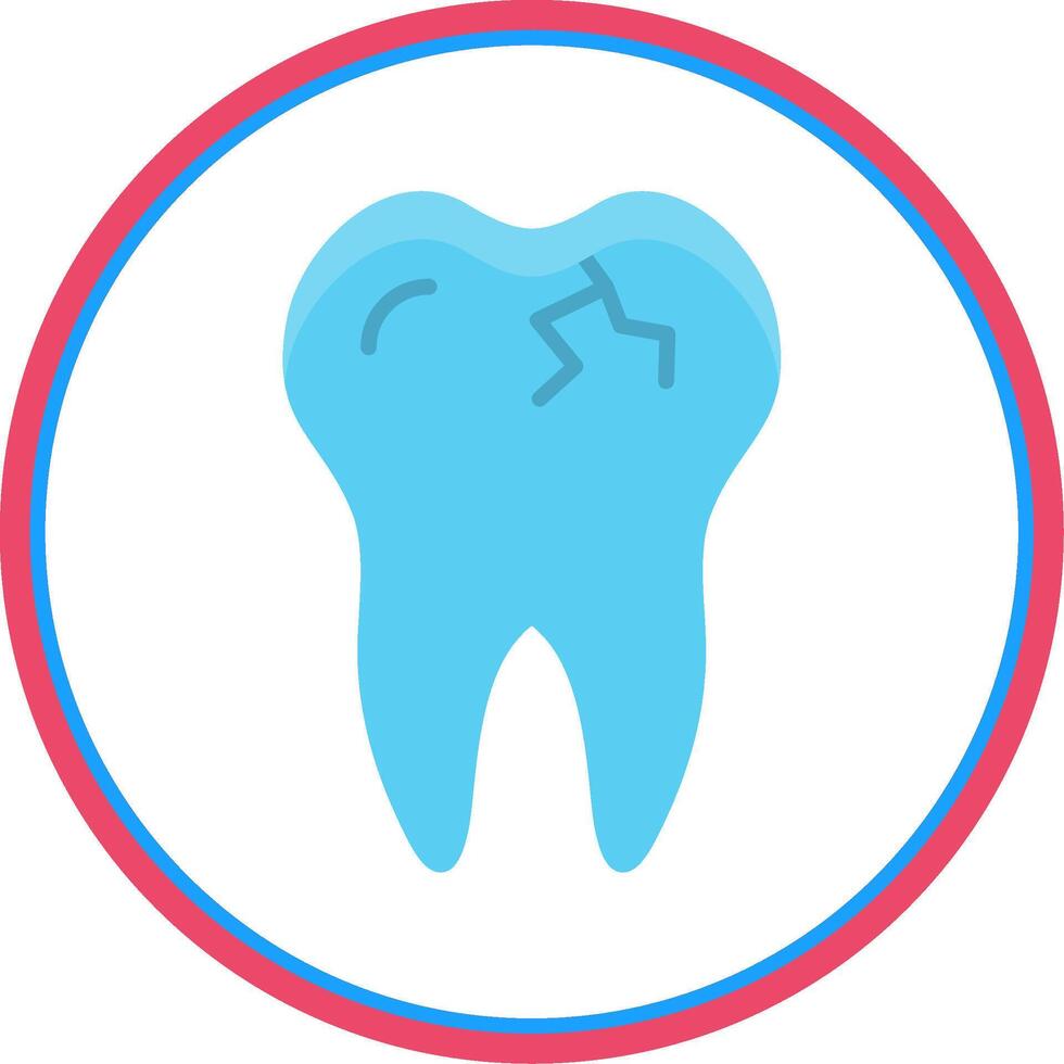 Broken Tooth Flat Circle Icon vector