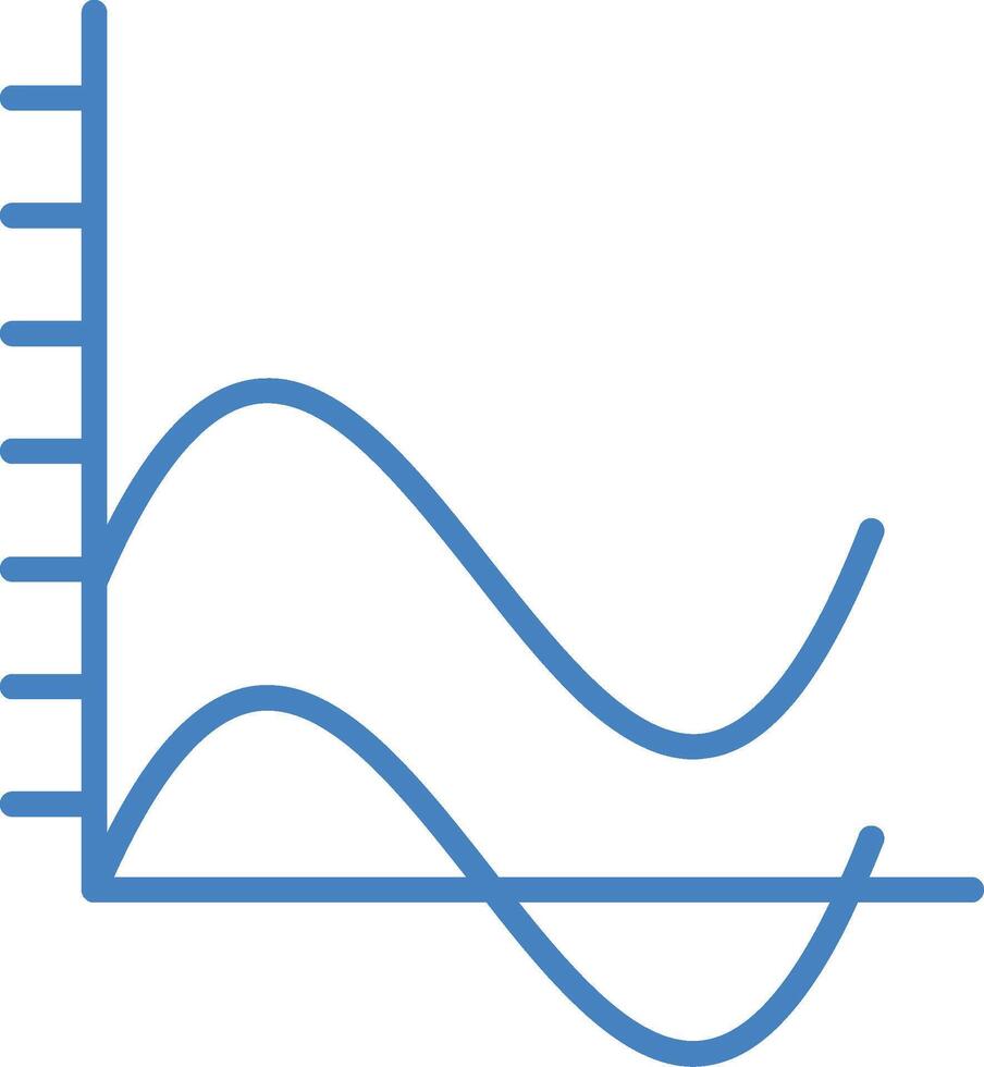 Wave Chart Line Filled Blue Icon vector