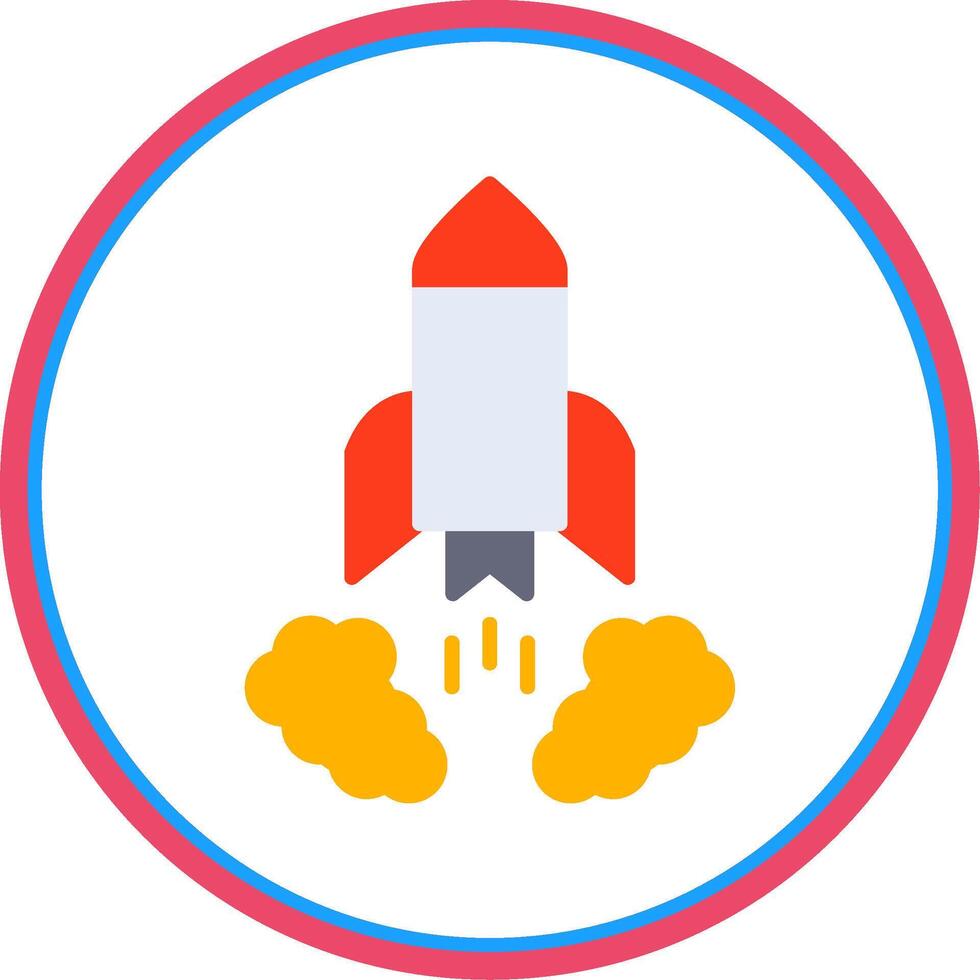 Rocket Launch Flat Circle Icon vector