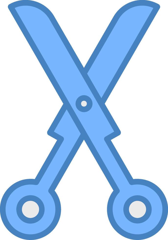 tijeras línea lleno azul icono vector