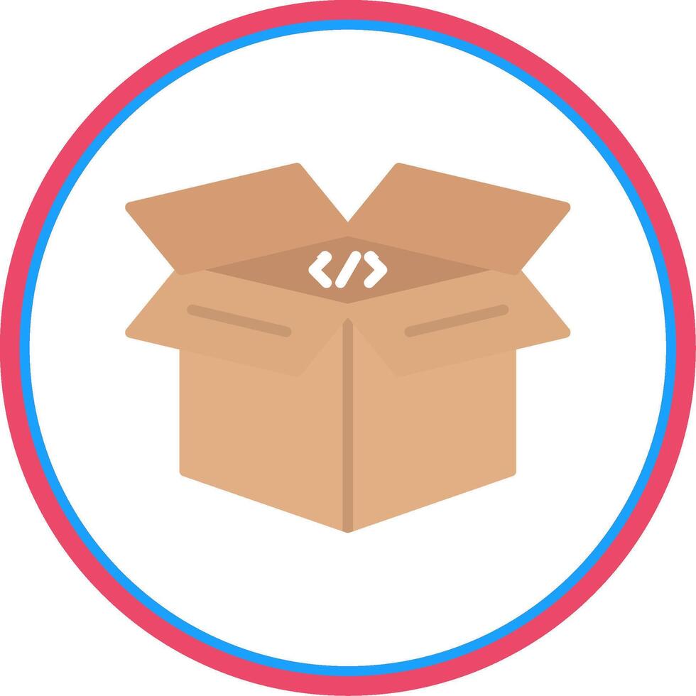 Open Box Flat Circle Icon vector