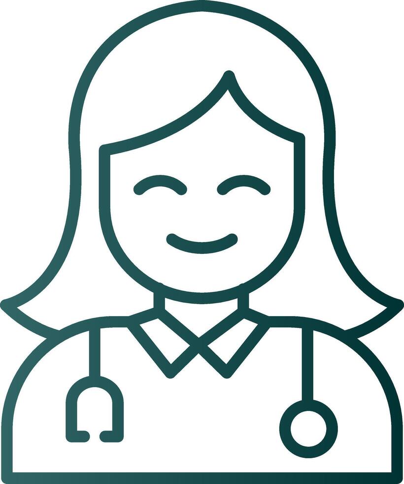 Female Doctor Line Gradient Icon vector