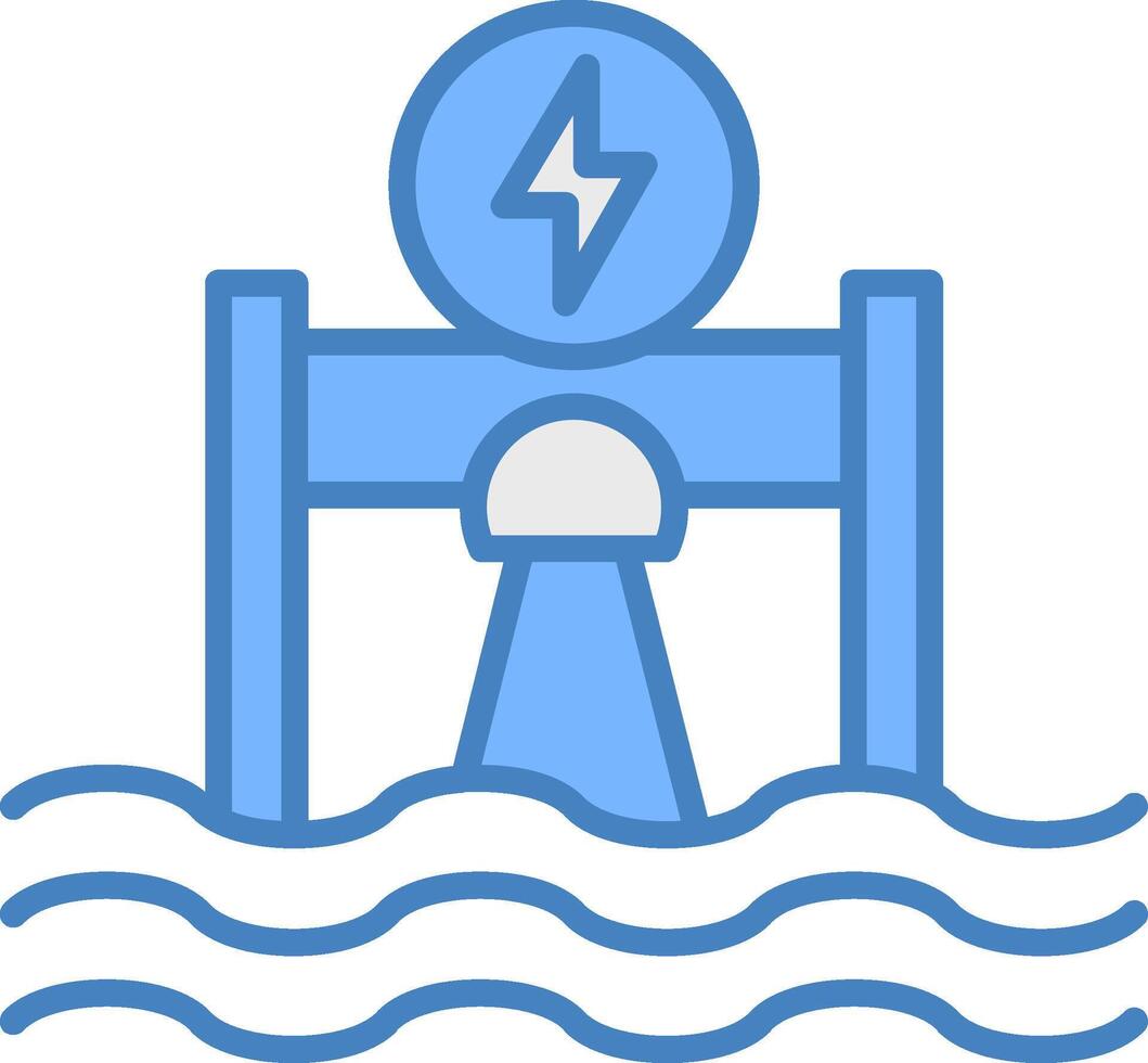 Hydroelectricity Line Filled Blue Icon vector