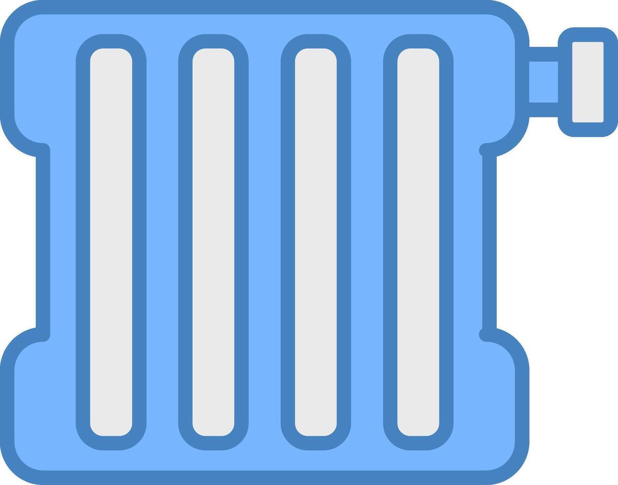radiador línea lleno azul icono vector