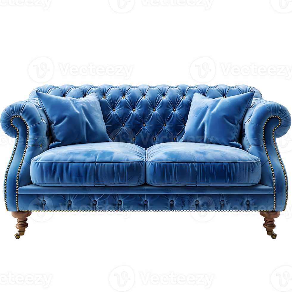 Blue sofa on transparent Background png