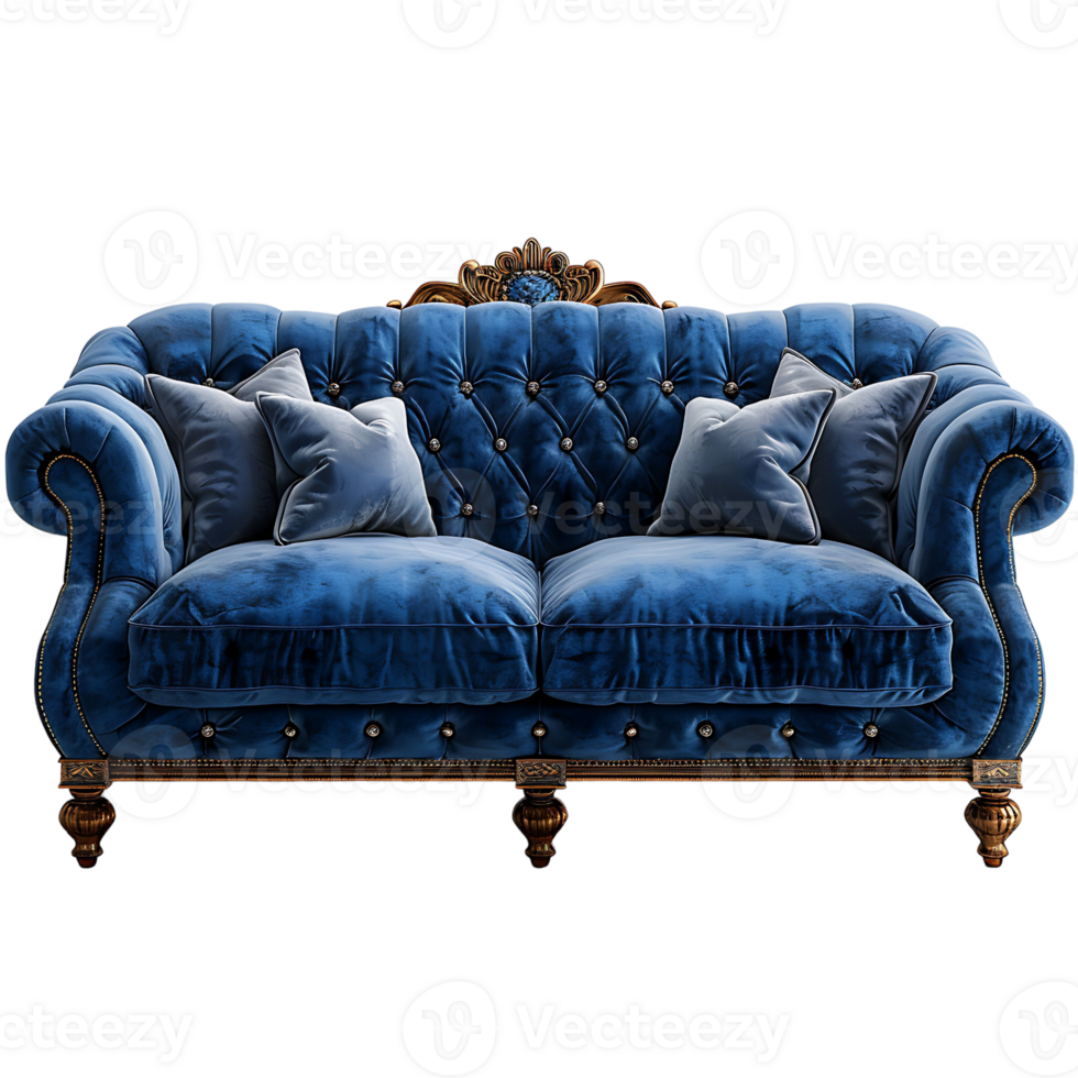 Blue sofa on transparent Background png