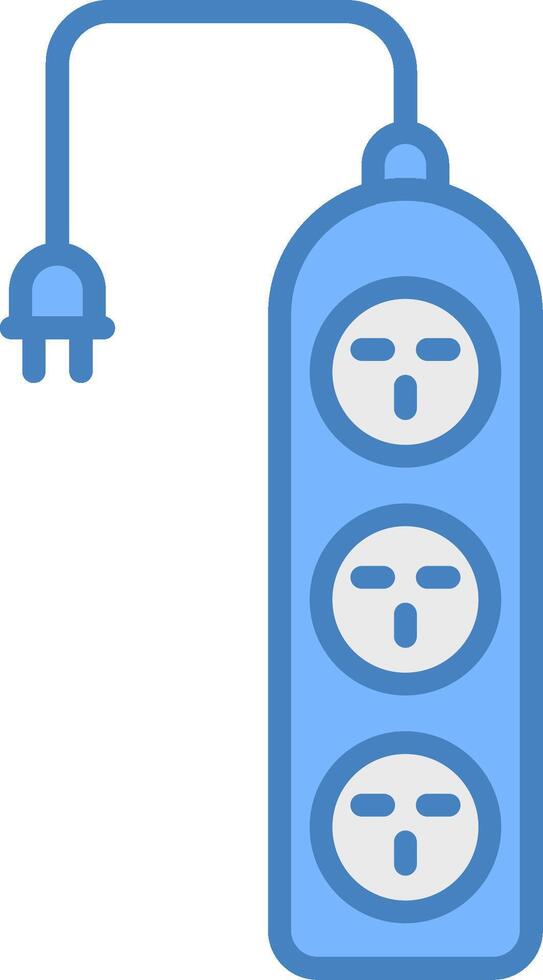 Extension Cable Line Filled Blue Icon vector