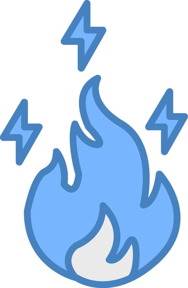 eléctrico fuego línea lleno azul icono vector