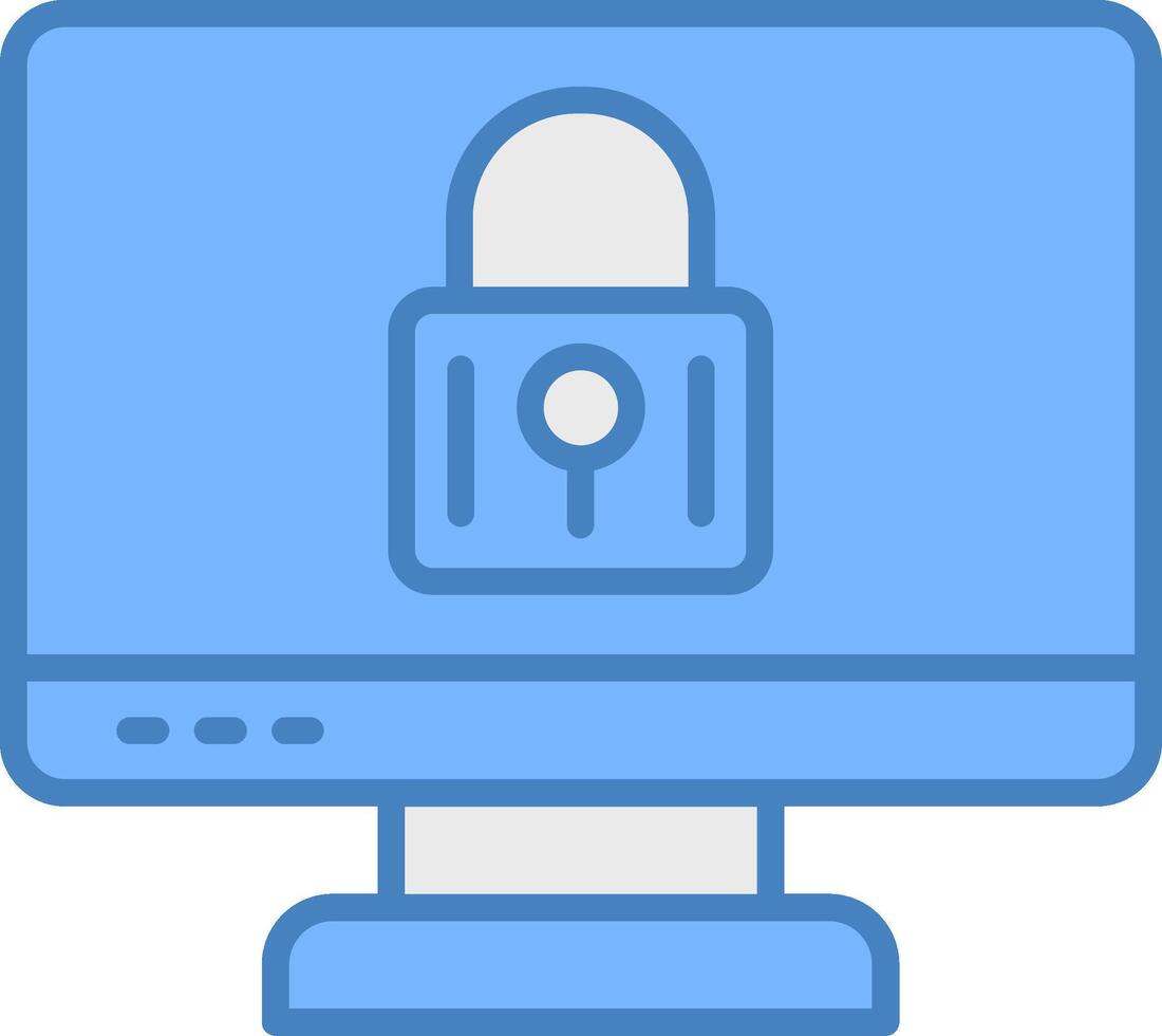 bloqueado computadora línea lleno azul icono vector