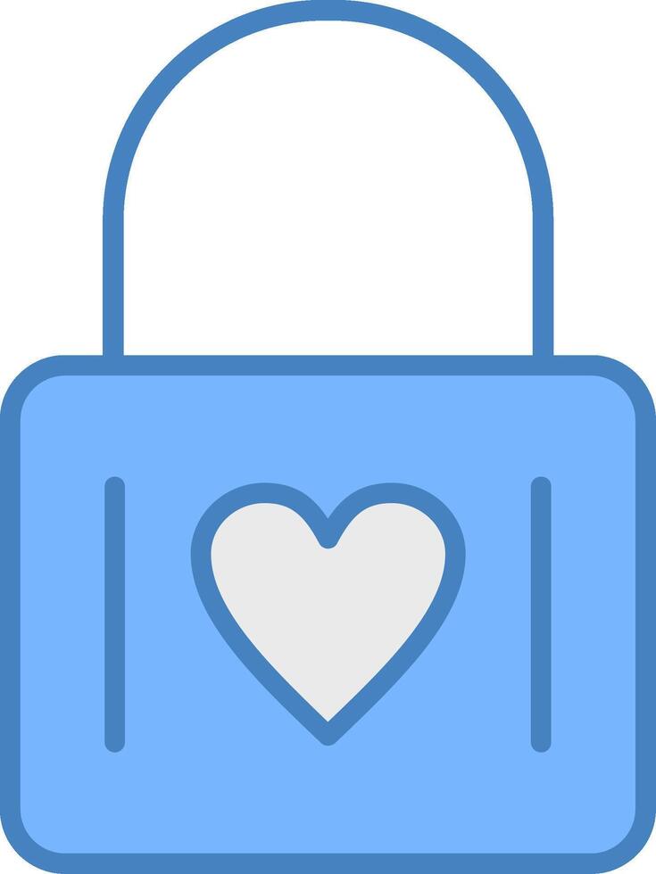 Heart Lock Line Filled Blue Icon vector