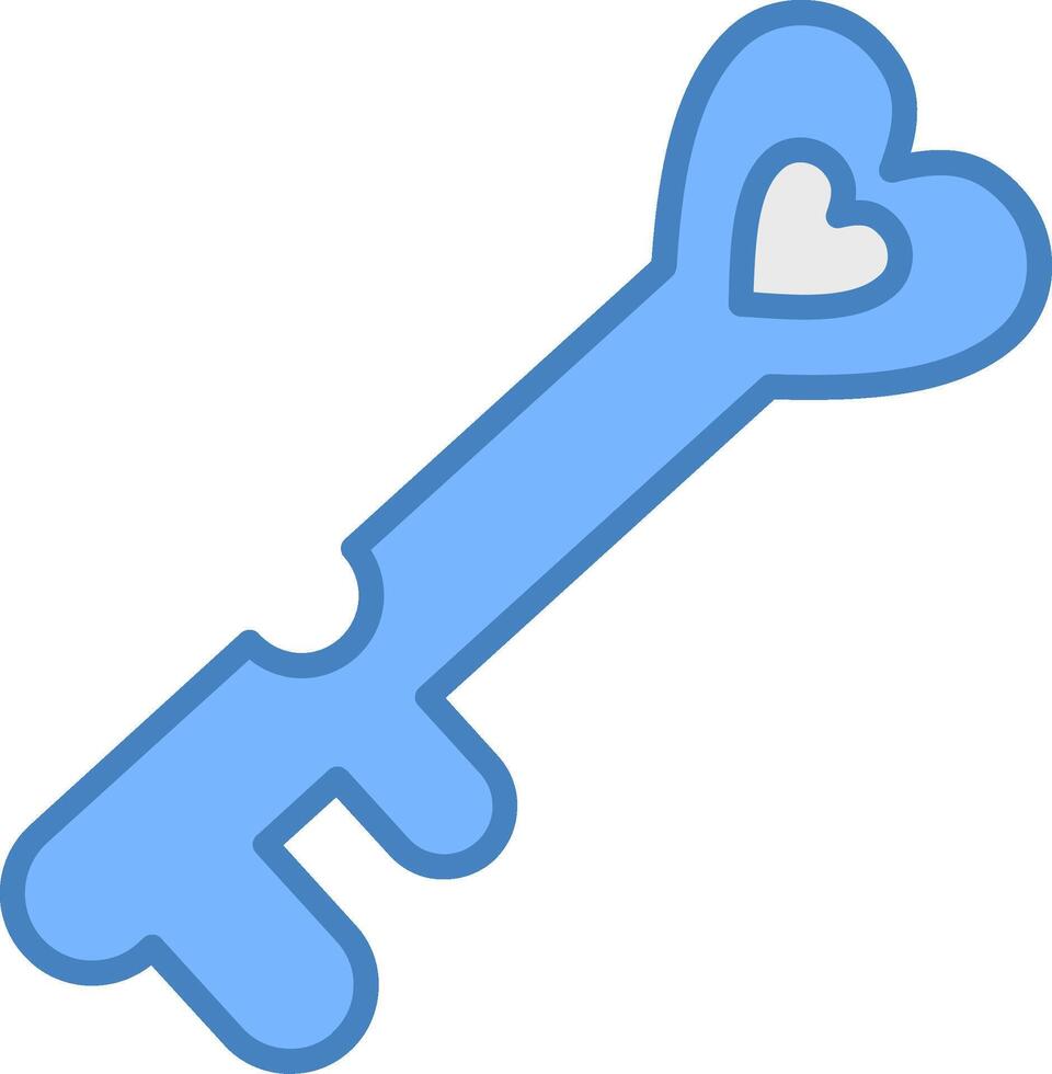 amor llave línea lleno azul icono vector