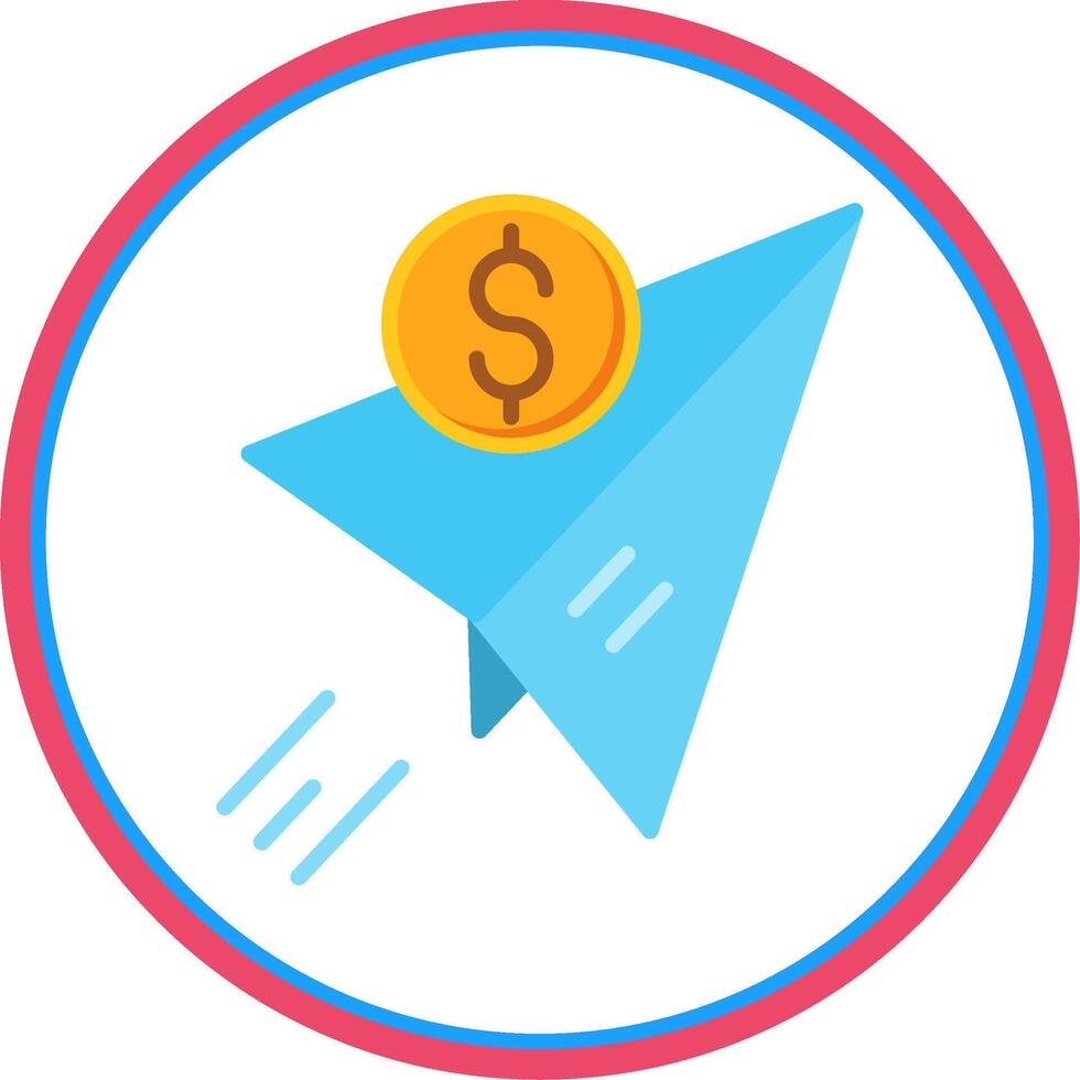 Send Money Flat Circle Icon vector