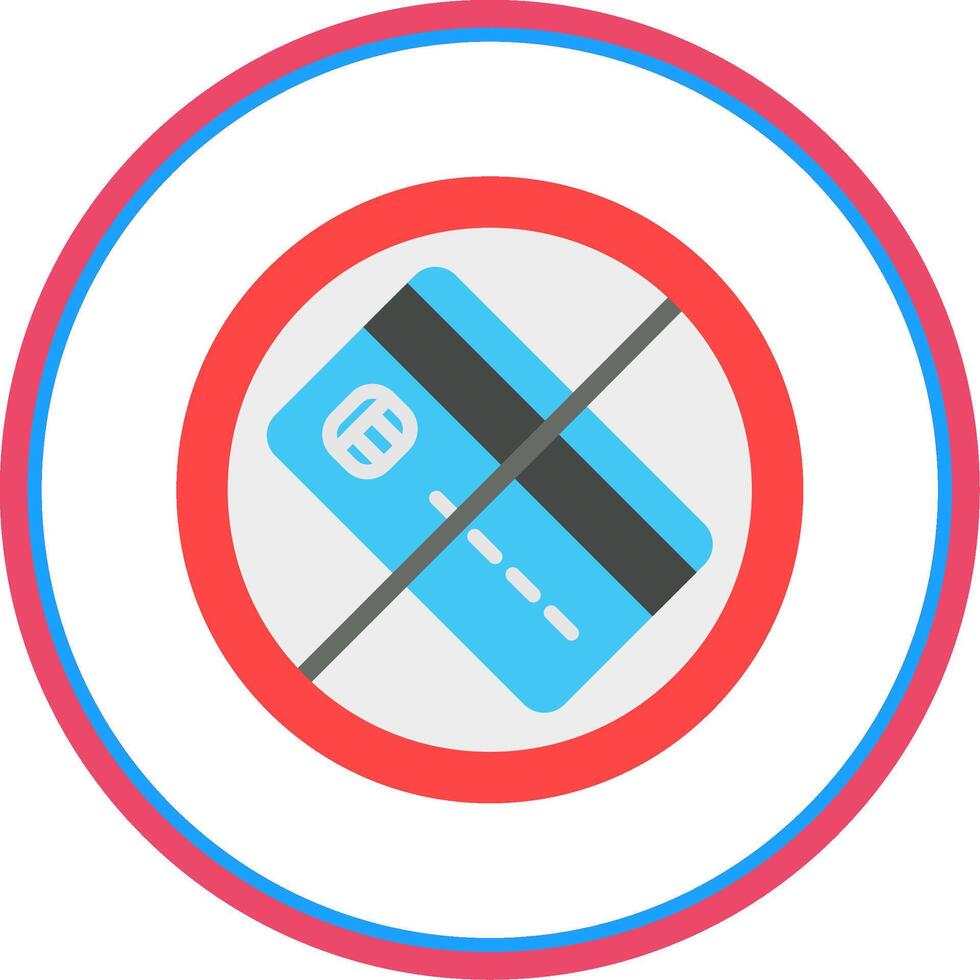 No Credit Card Flat Circle Icon vector