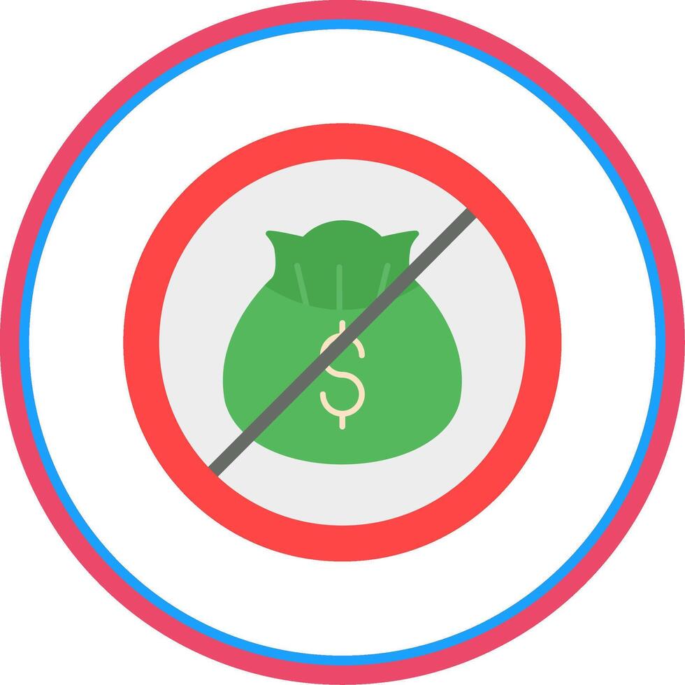 No Money Flat Circle Icon vector
