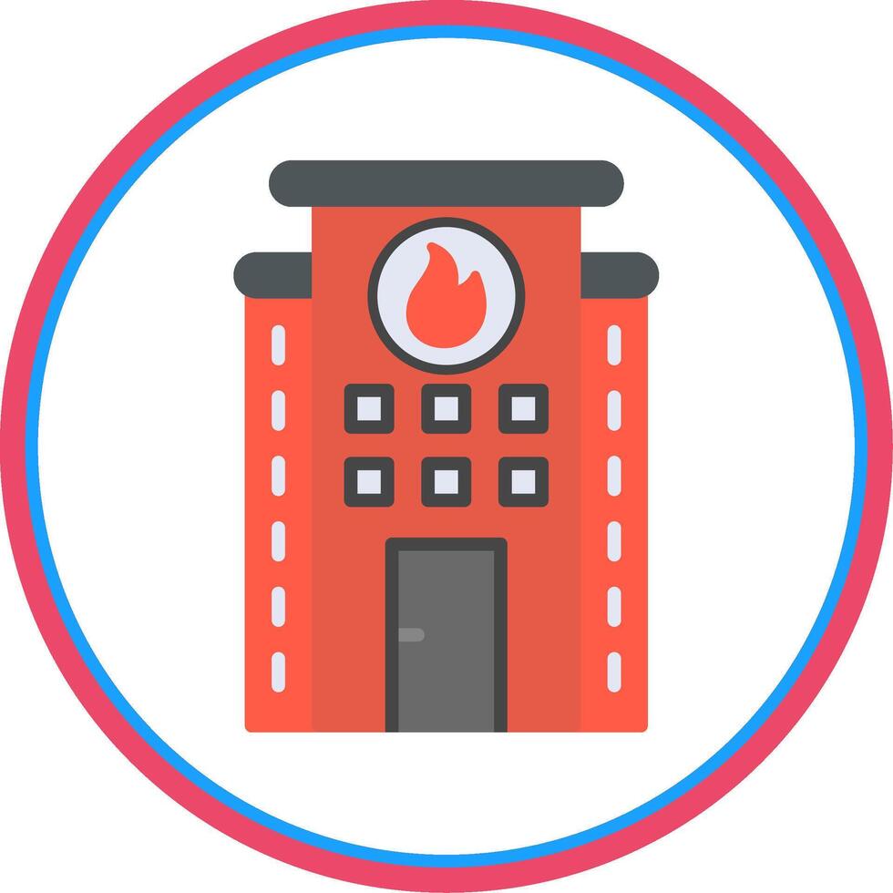 Fire Station Flat Circle Icon vector