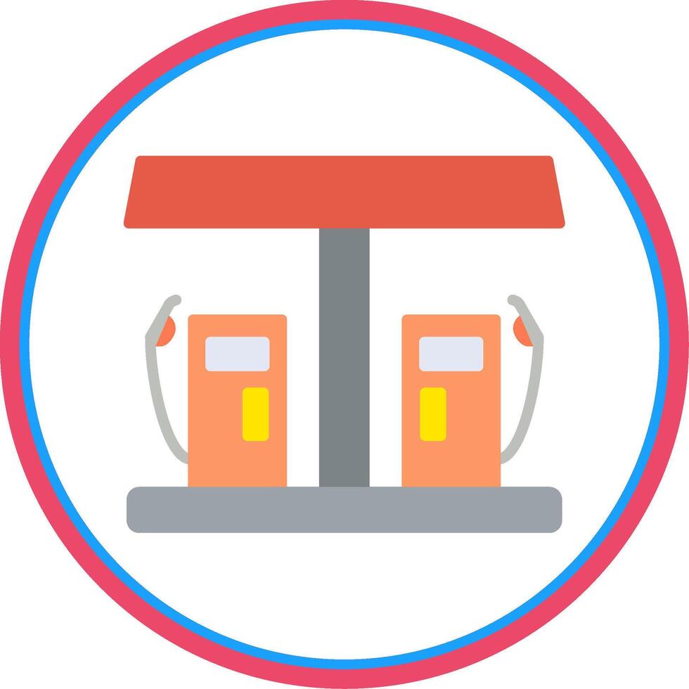 Gas Station Flat Circle Icon vector