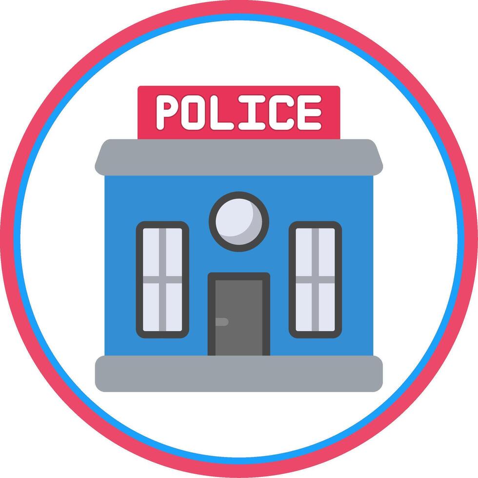 Police Station Flat Circle Icon vector