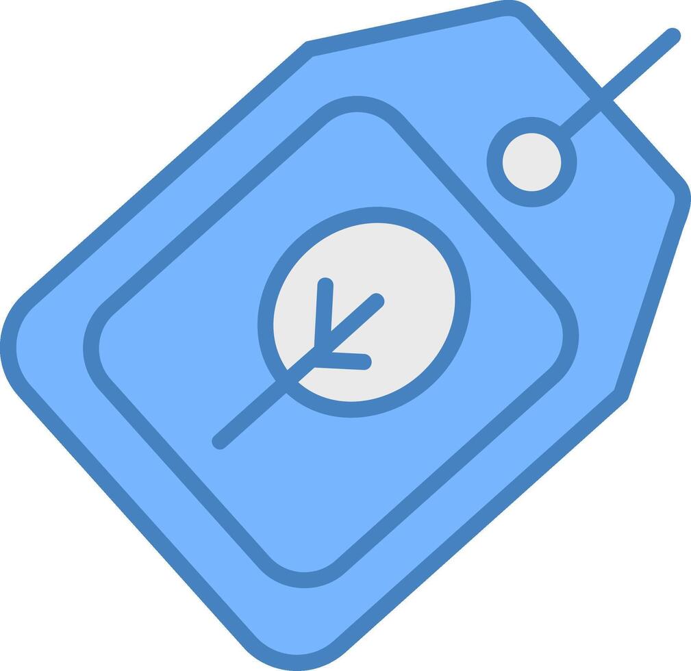 Eco Tag Line Filled Blue Icon vector