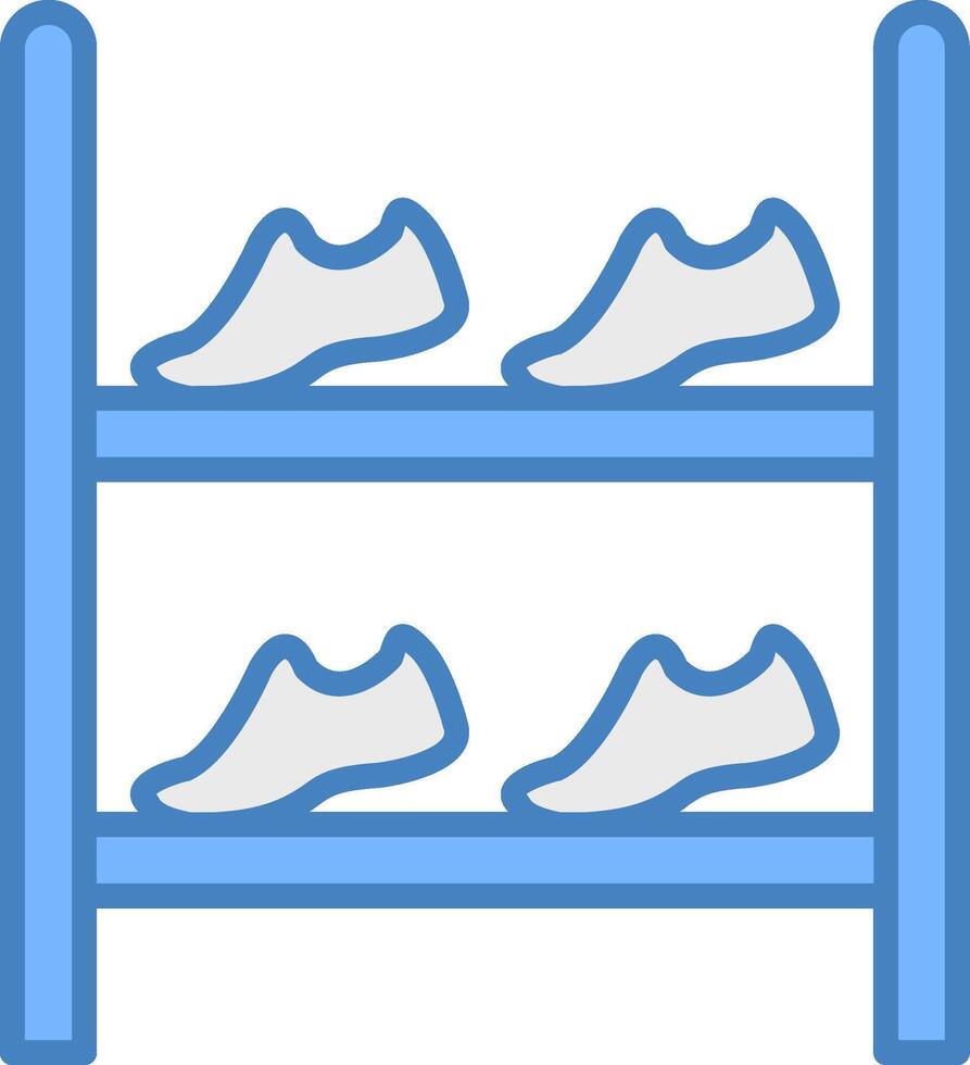 Shoe Rack Line Filled Blue Icon vector