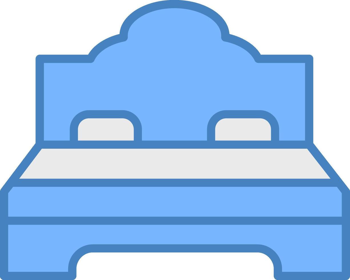 Double Bed Line Filled Blue Icon vector