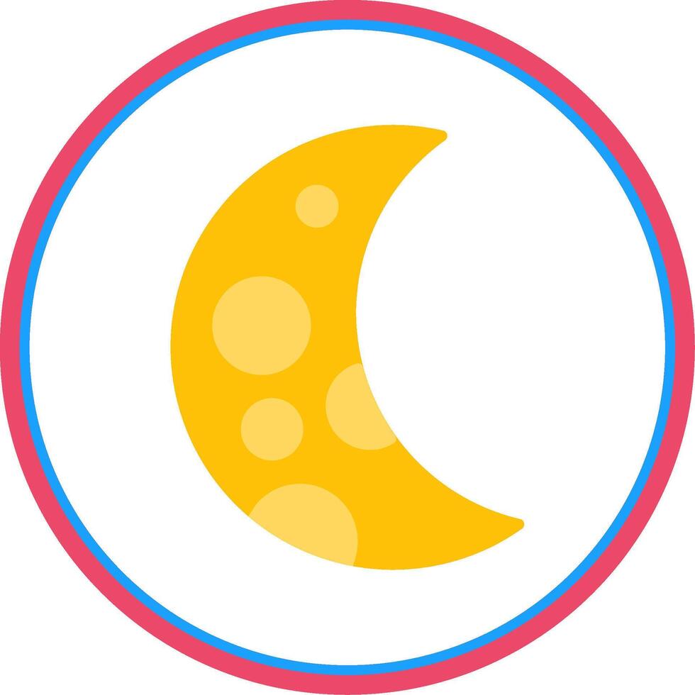 Crescent Moon Flat Circle Icon vector