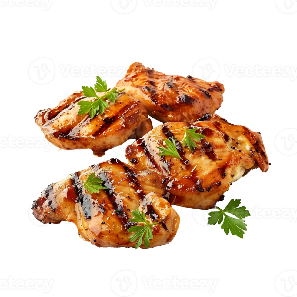 Grilled chicken on isolated transparent background png