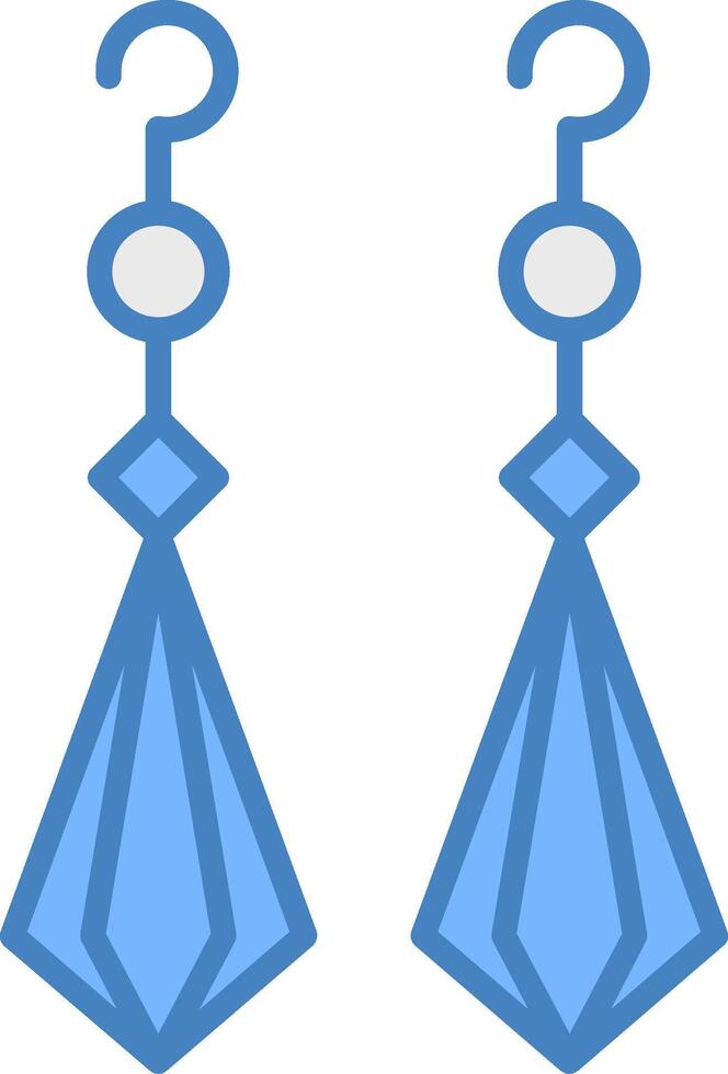 Earrings Line Filled Blue Icon vector