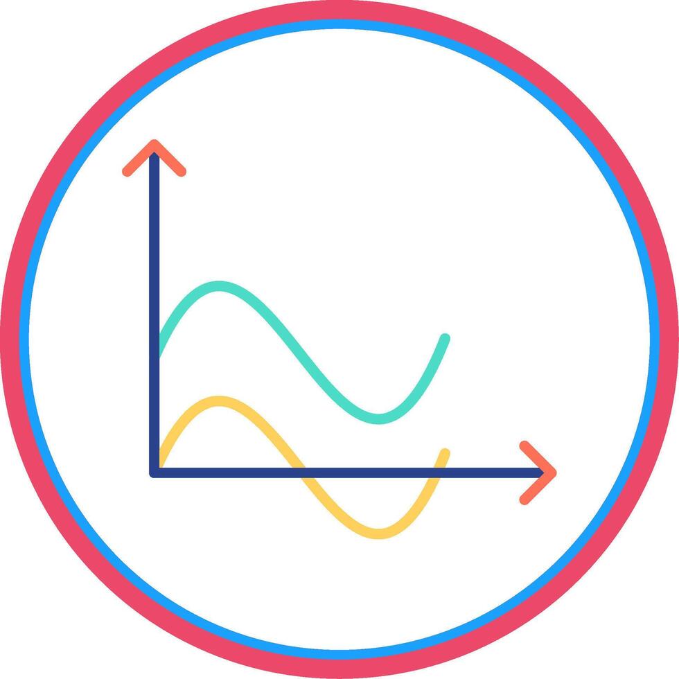 Wave Chart Flat Circle Icon vector