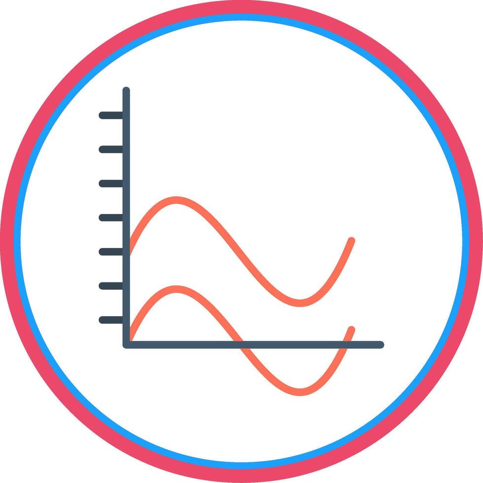 Wave Chart Flat Circle Icon vector