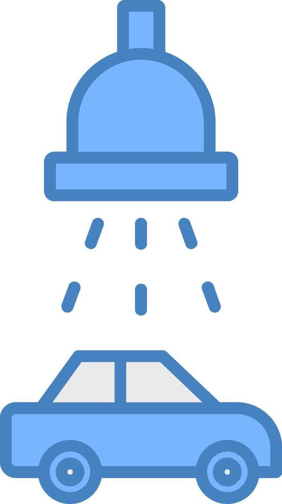 Car Wash Service Line Filled Blue Icon vector