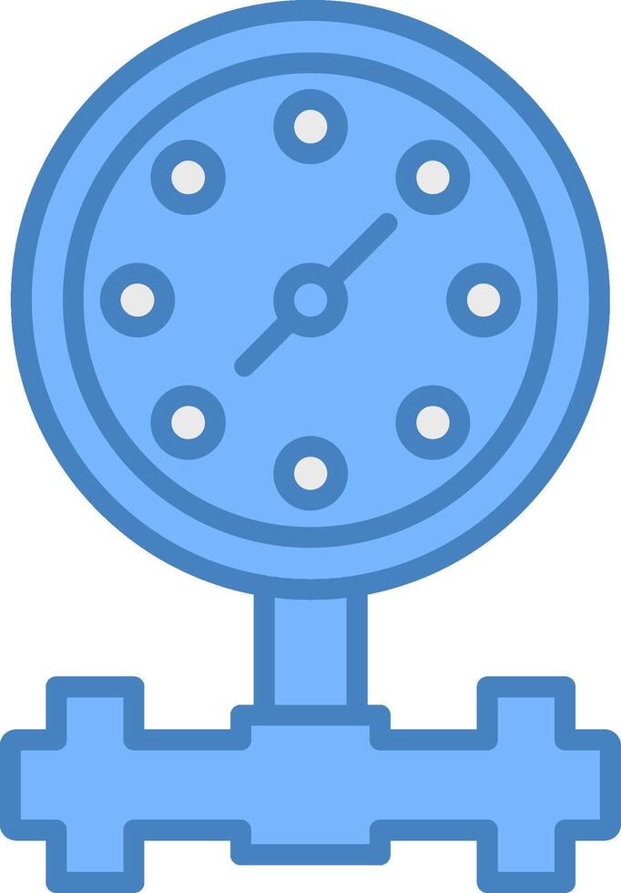 Pressure Gauge Line Filled Blue Icon vector
